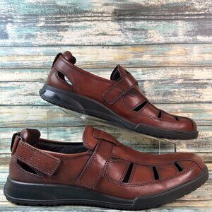 Ecco Fisherman Sandals Mens Size 11-11.5 Brown Leather Comfort Casual Walking